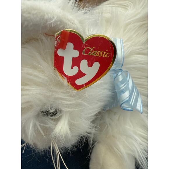Ty Vintage Sugar White Fluffy Cat Realistic Plush‎ 2002 Long Hair Blue Eyes 12" - Picture 5 of 9